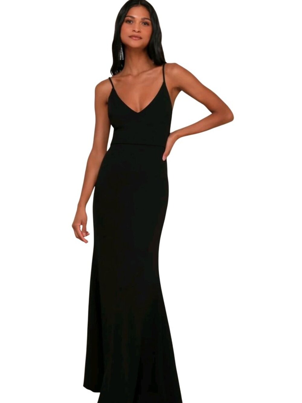 Lulus Infinite Glory Black Maxi Dress Adjustable Strap Size L